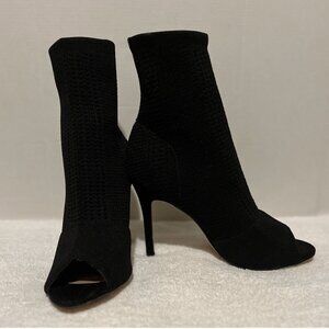 Catherine Malandrino Knitty Knit Open Toe Black Size 9 Mid-Calf Stiletto Bootie